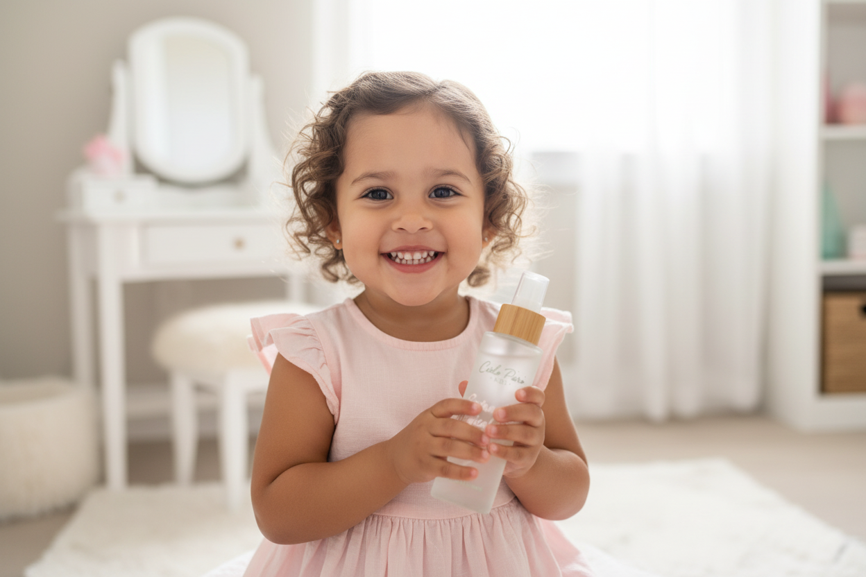 Child with Product in Bedroom