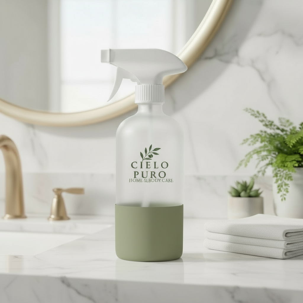 Cielo Puro bottle with 1.5" olive green silicone sleeve